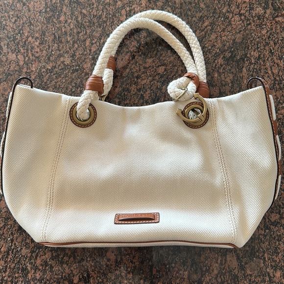 Michael Kors Maritime Convertible Canvas Leather Beach Tote EUC - Picture 2 of 7